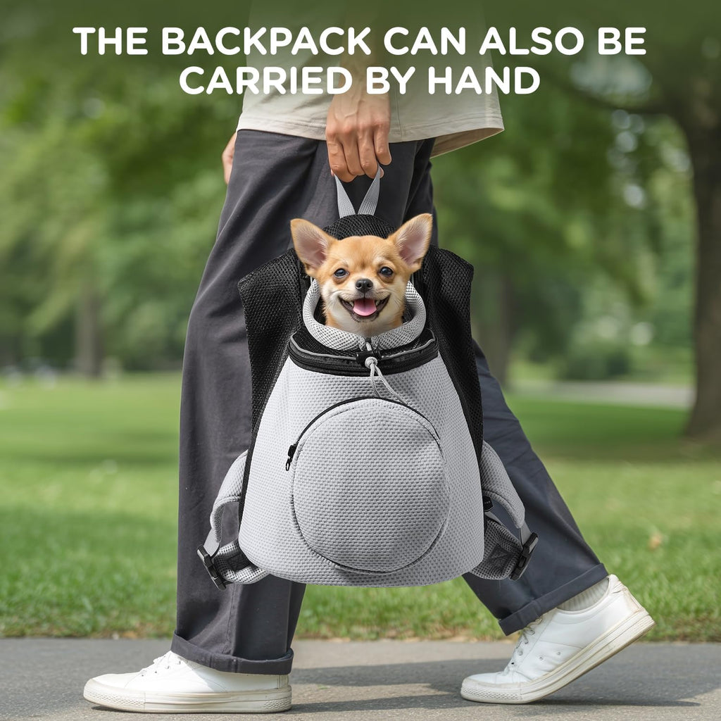 BONTHEE Pet Dog Backpack Carrier Small Pet Front Backpack,Ventilated Mesh Dog Travel Back Pack with Sturdy PE Bottom Support, Chest Buckle for Small Dogs & Cats, Outdoor Hiking for Pets Up to 10 lbs