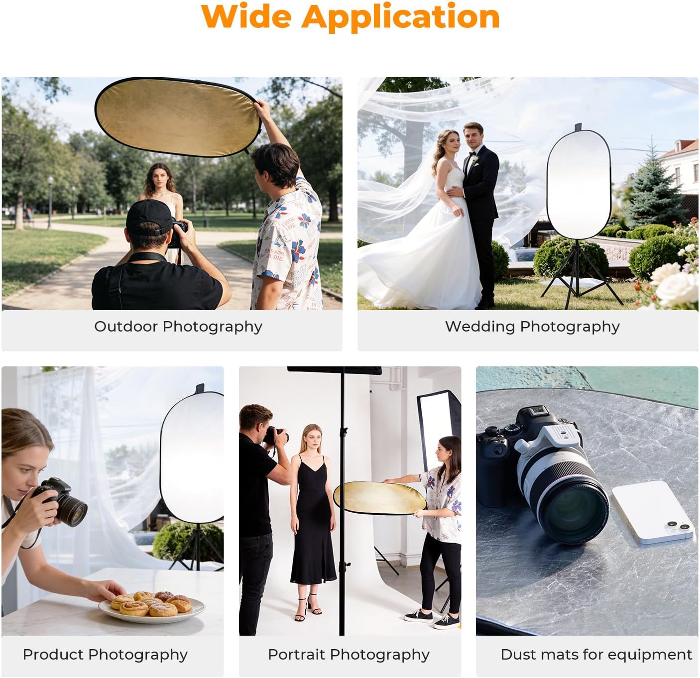 K&F Concept 24" x36” 5-in-1 Oval Foldable Reflector, with Carrying Bag