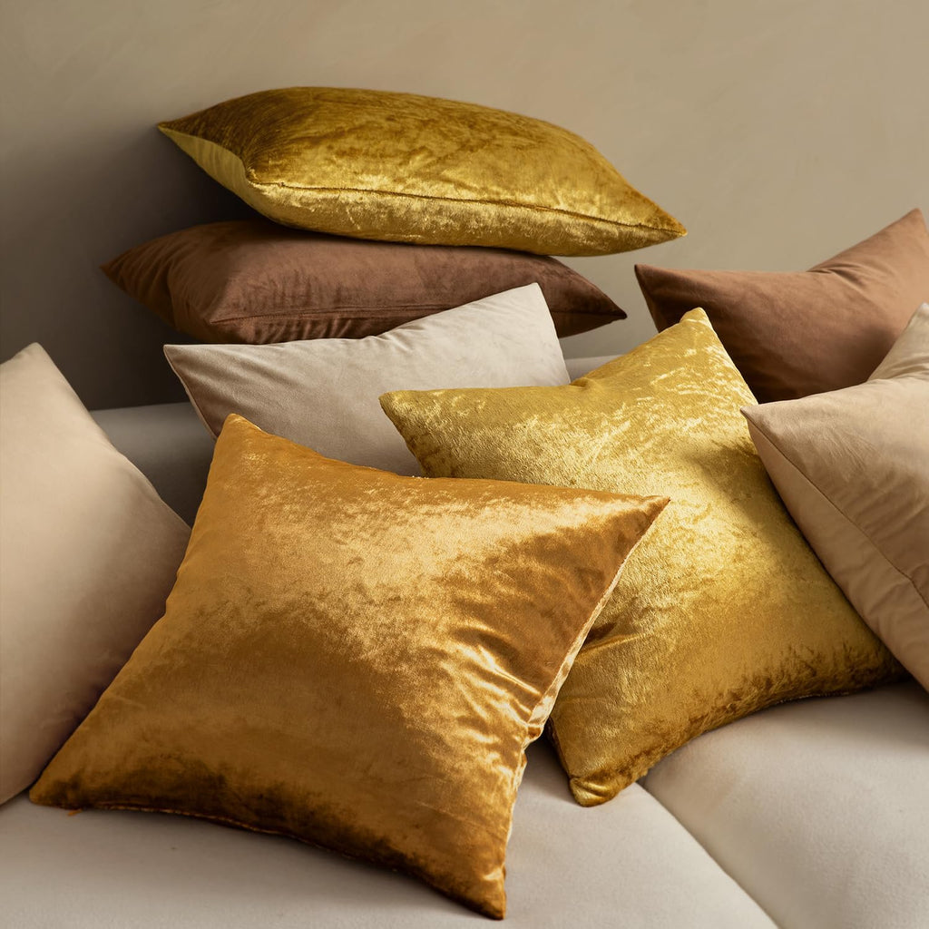 MIULEE Velvet Throw Pillow Covers 18x18 Inch Pack of 2 Dark Gold