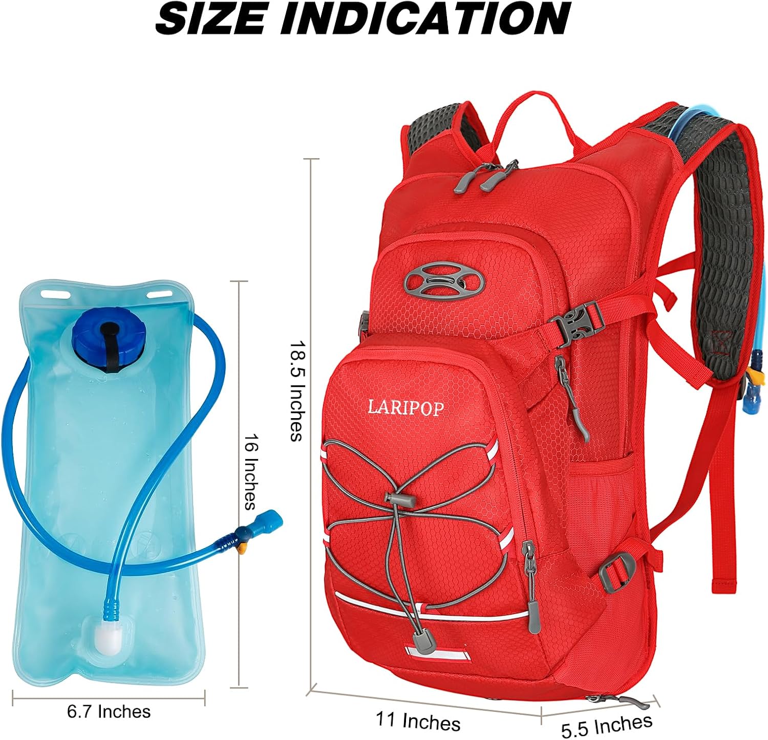 LARIPOP 18L Hydration Backpack with 2L Leak-Proof Water Bladder for Hiking Cycling Running Men Women