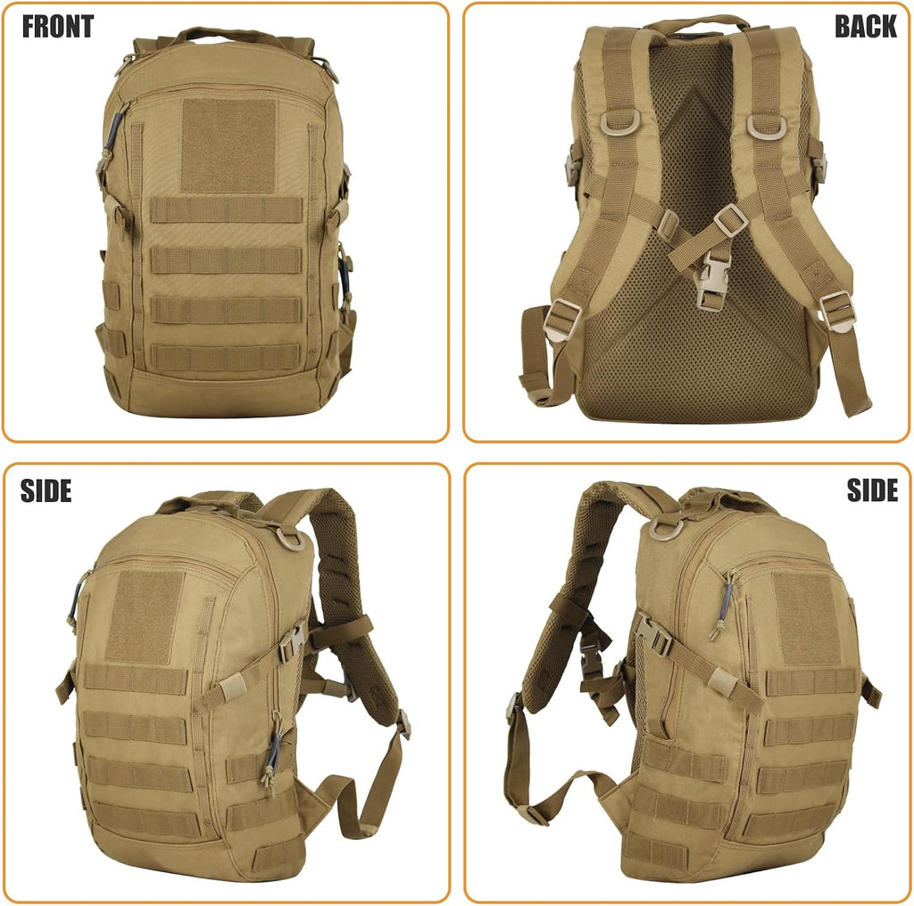 Small Tactical Hiking Backpack, 12L MOLLE Bookbag Daypack for Travel