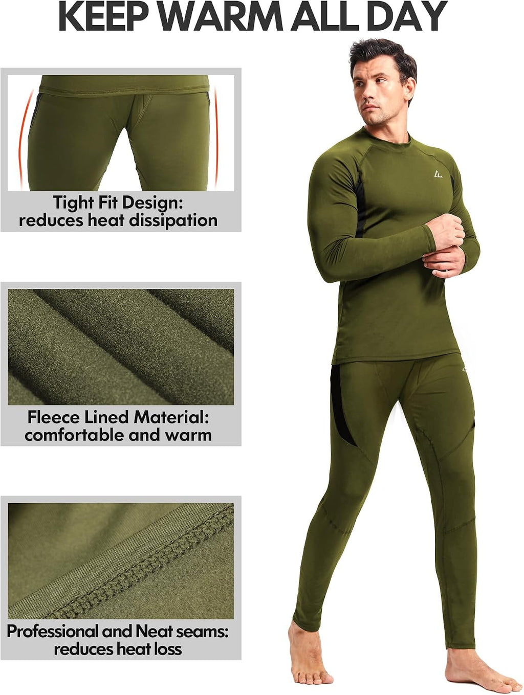Mens Thermal Underwear Long Johns Base Layer Set Cold Weather 1/2/3 Pack