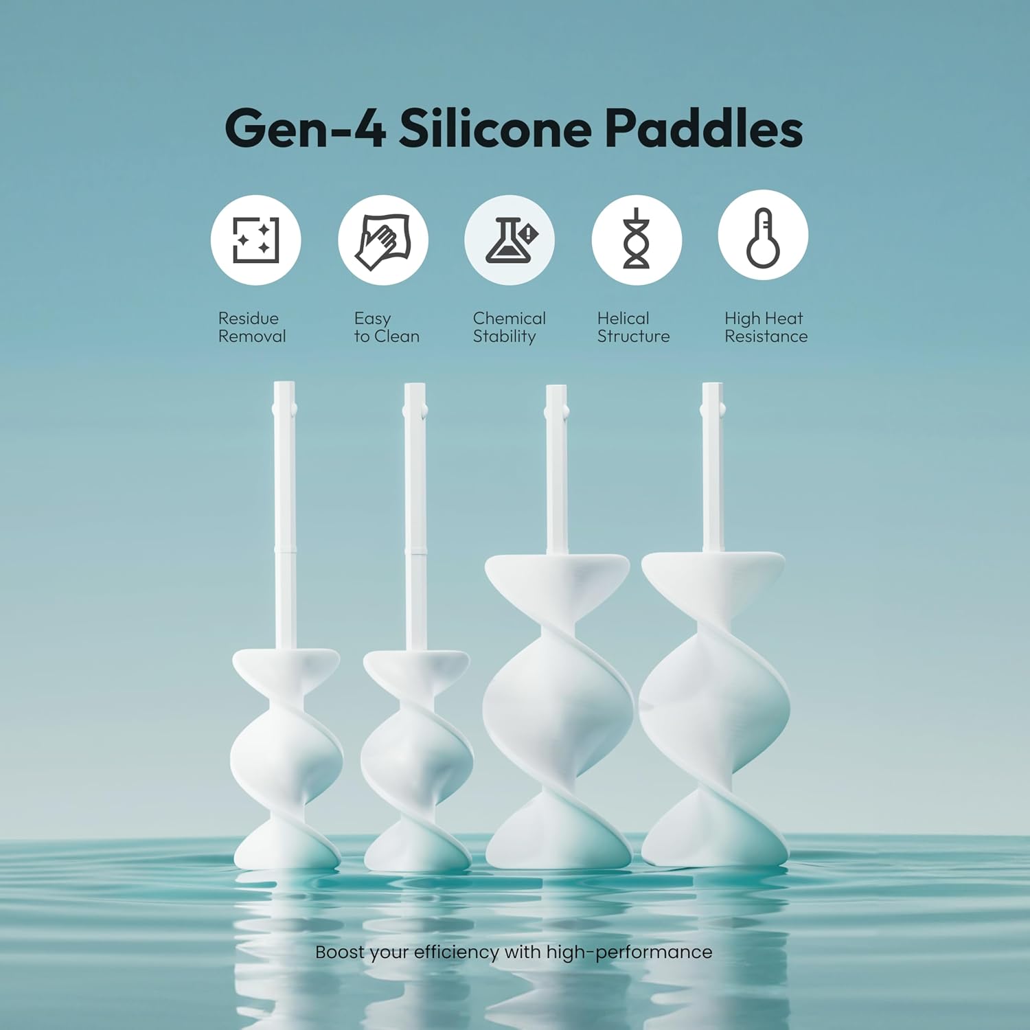 Resiners Spiral Silicone Paddles for Dual-Head Resin Mixer, 4pcs