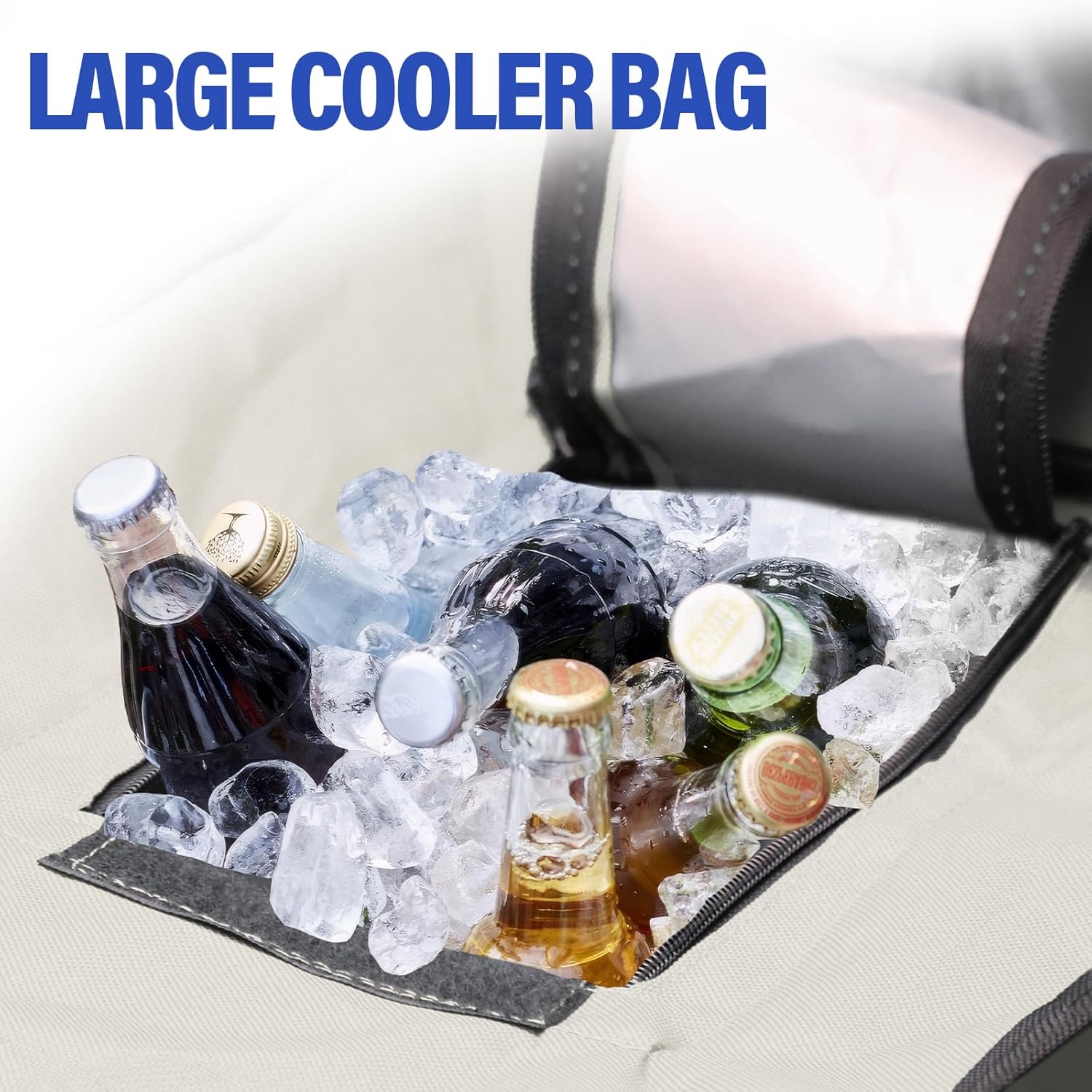 Double Beach Chair with Canopy Shade,Heavy Duty Camping Chair for Aduls,Folding Beach Chair with Cup Holder Cooler Bag for Sports Beach Outside（White）