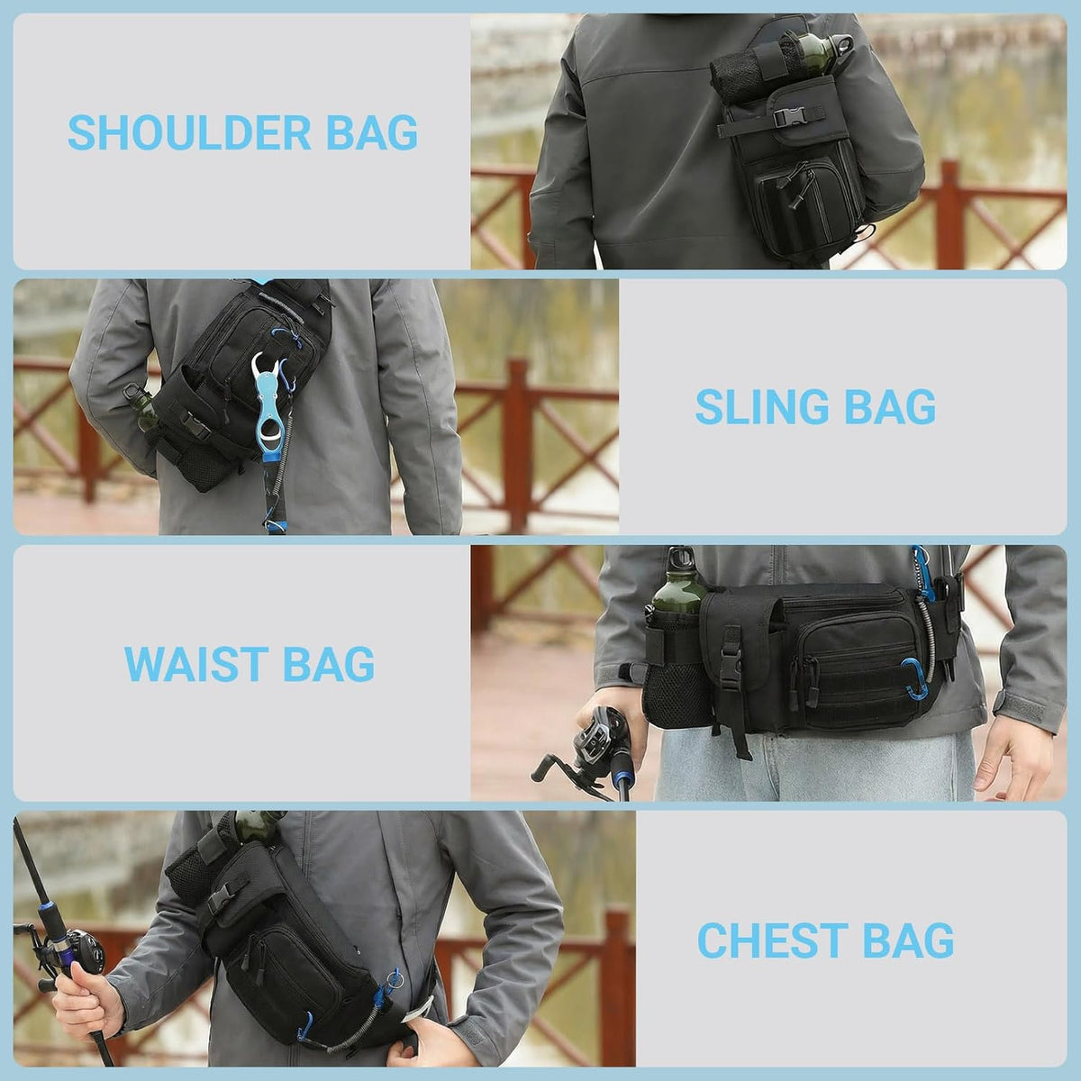 Tactical Fanny Pack，Military Waist Bag Hip Belt Bumbag Utility Bags for Fishing Hiking Hunting with Mesh Water Bottle Holder Pouch (DarkBlue)