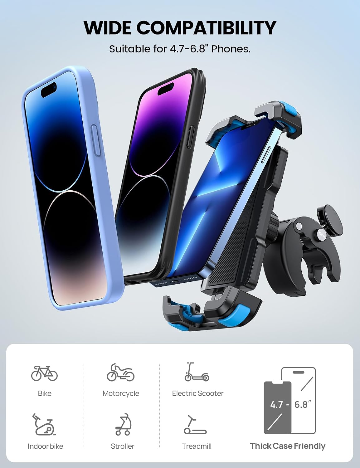 Lamicall Motorcycle Bike Phone Holder with Upgrade Quick Install Bar Clip