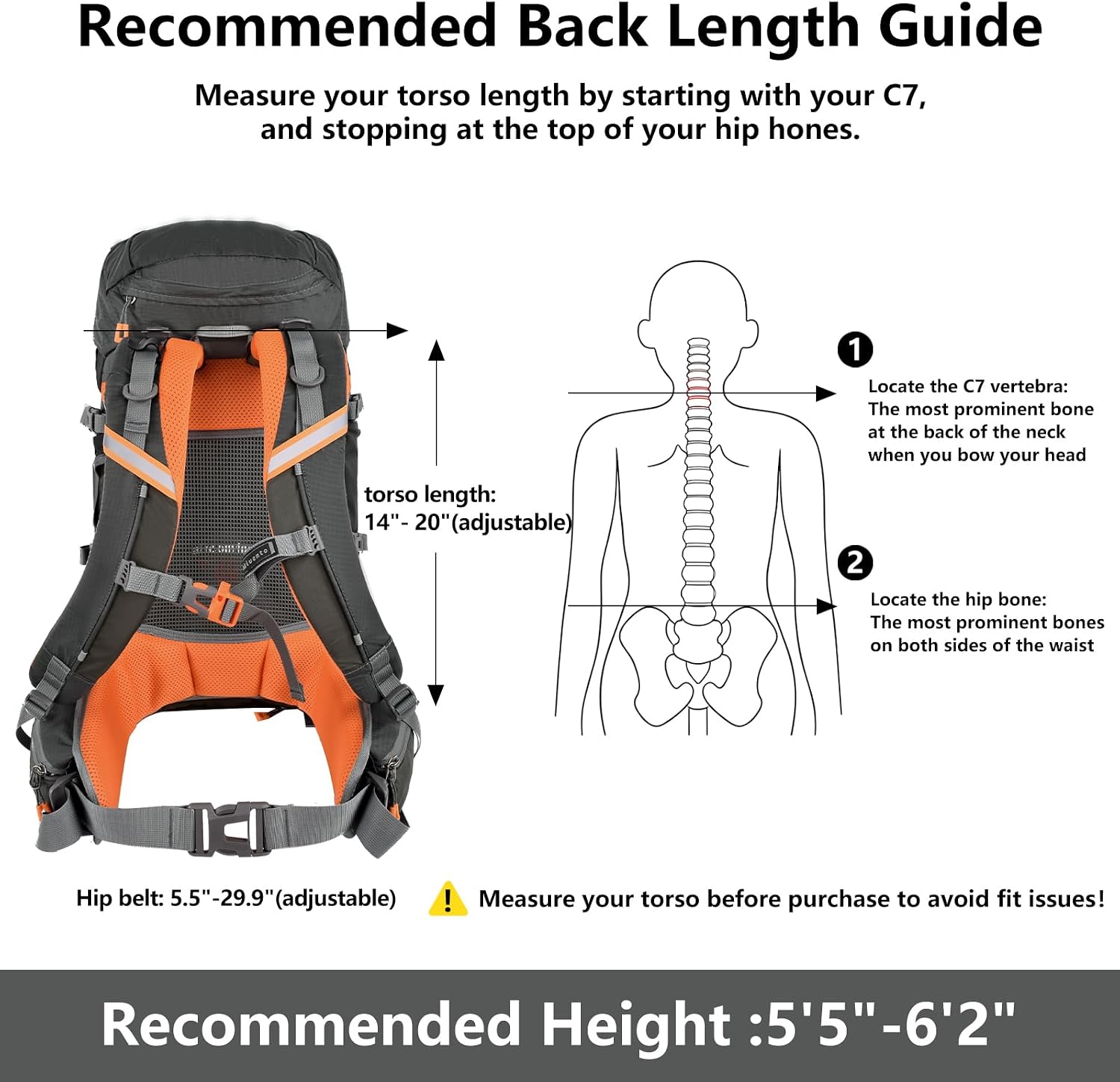 Hiking Backpack for Women Men,30+5L Waterproof Camping Backpacking Backpack