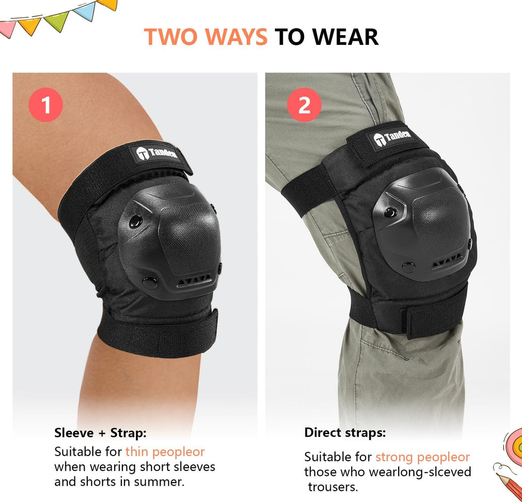 Tanden Skate Protective Gear Adult Knee Pads and Elbow Pads Set Wrist Guard