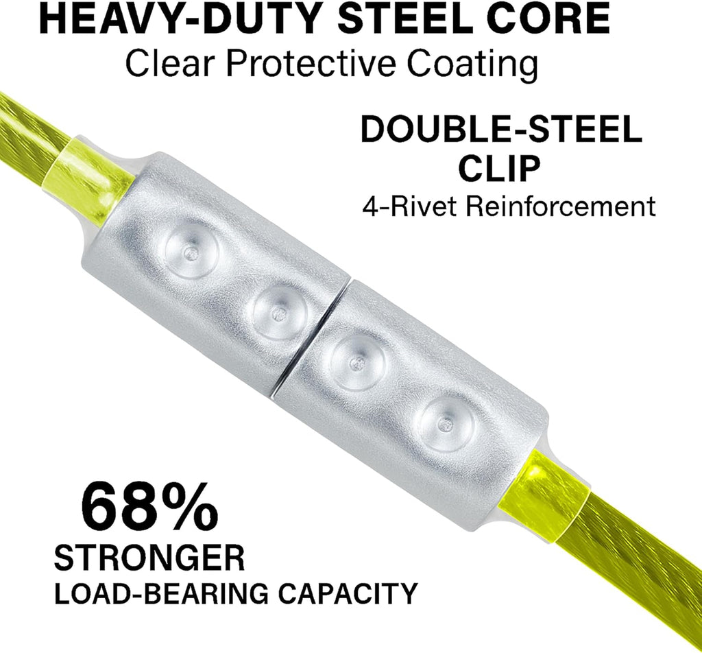 Heavy Duty Dog Tie Out Cable for Medium & Large Dogs up to 250lbs, 10/20/30/50/70/100ft Strong Steel Pet Leash for Outdoor Yard, Camping & Training (Lime Green, 20FT)