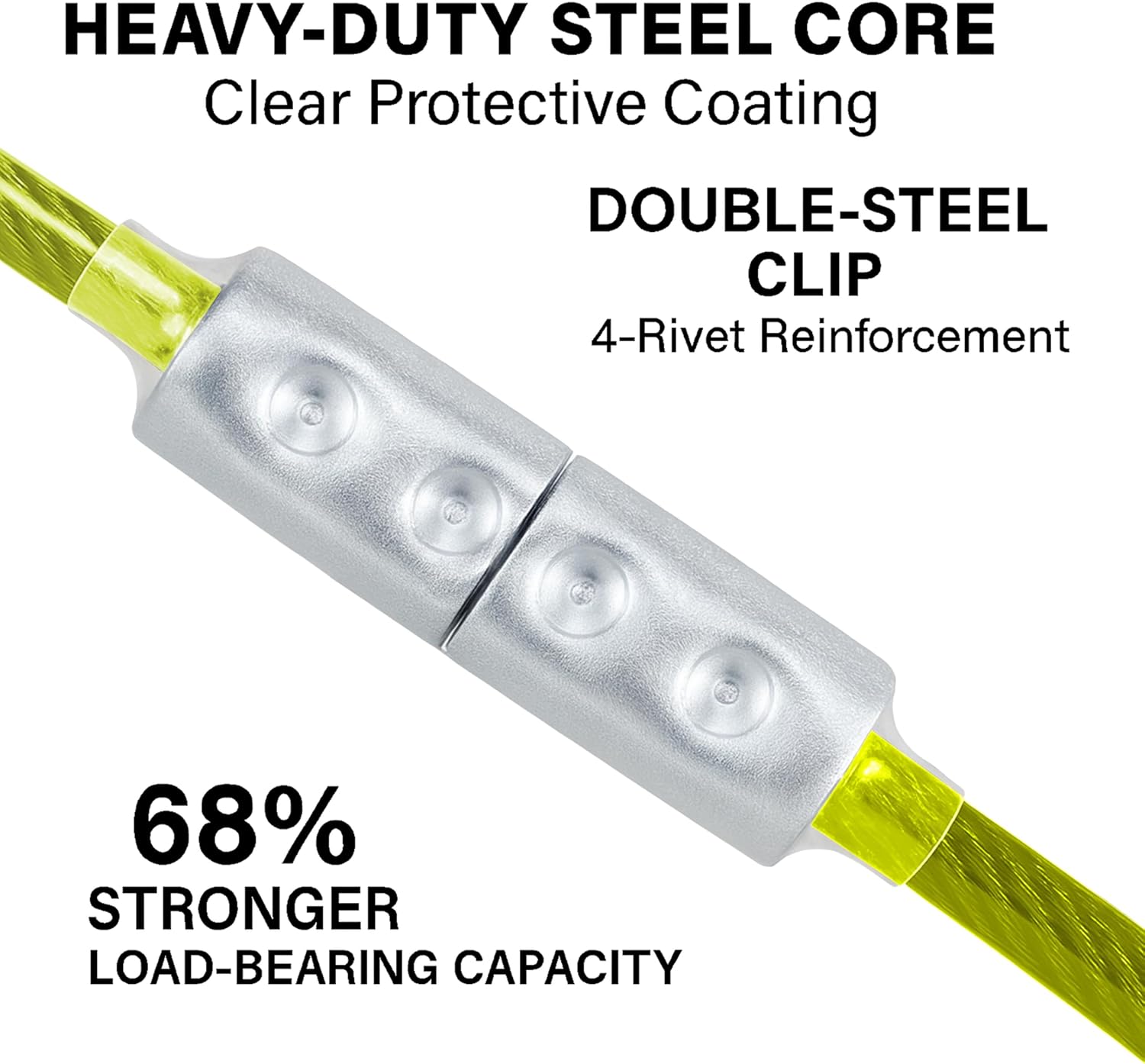 Heavy Duty Dog Tie Out Cable for Medium & Large Dogs up to 250lbs, 10/20/30/50/70/100ft Strong Steel Pet Leash for Outdoor Yard, Camping & Training (Lime Green, 20FT)