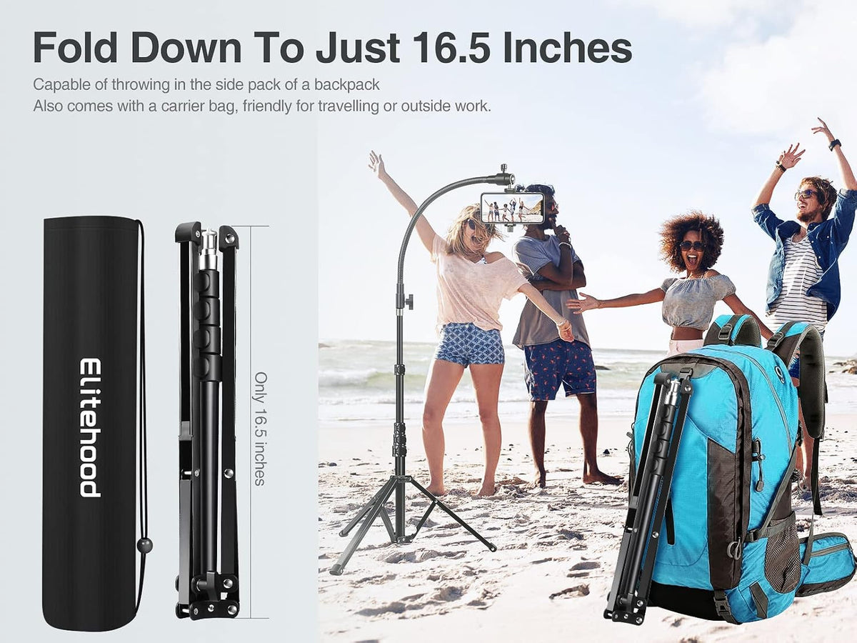 elitehood 81" Tall Tripod Stand for iPhone with 17in Adjustable Gooseneck