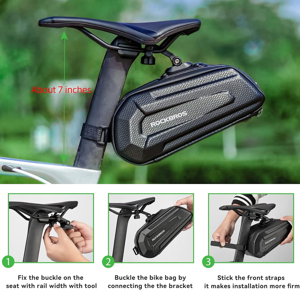 ROCKBROS Bike Saddle Bag Under Seat 3D Hard Shell Bicycle Seat Bag 1.7L