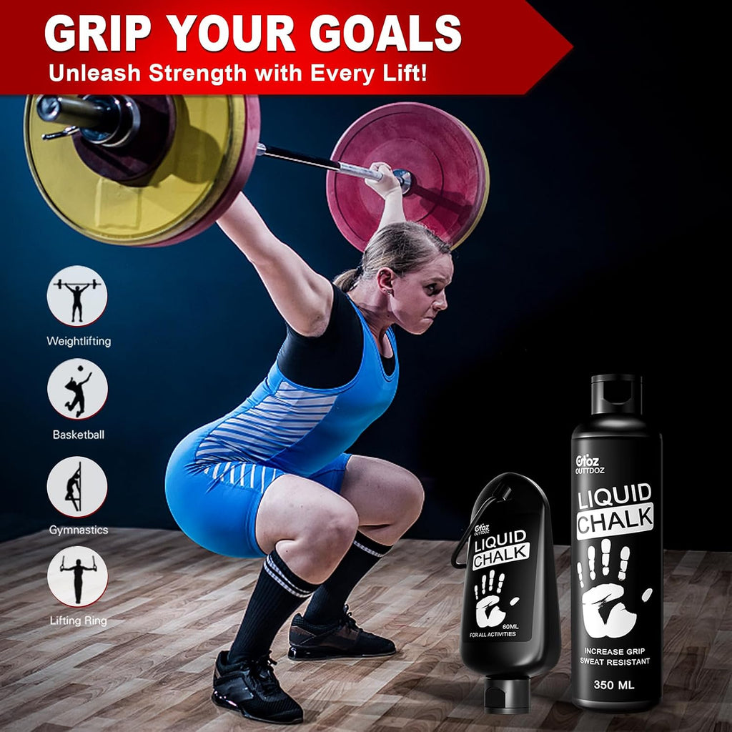 Liquid Chalk 2 oz & 12 oz, Mess-Free Gym Chalk for Lifting