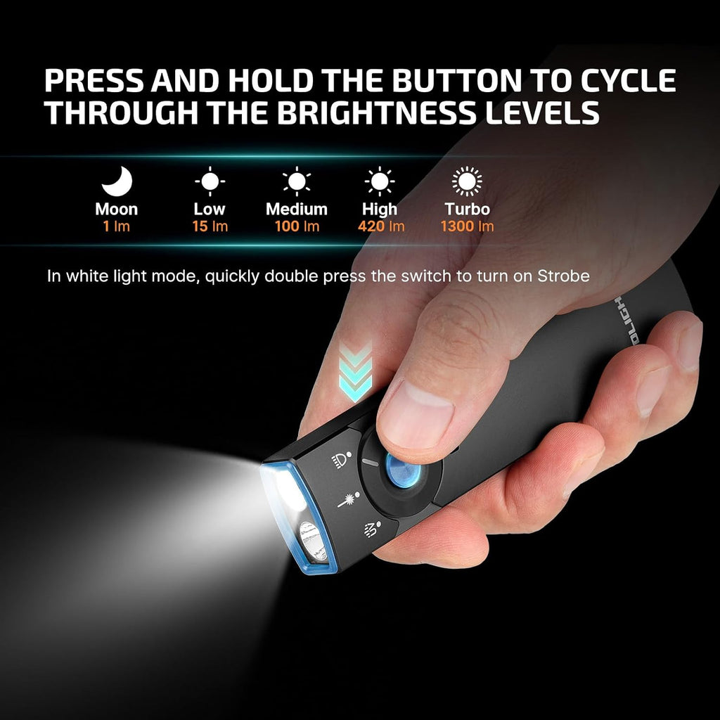 OLIGHT Arkfeld Pro Rechargeable EDC Flat Flashlight, Black CW