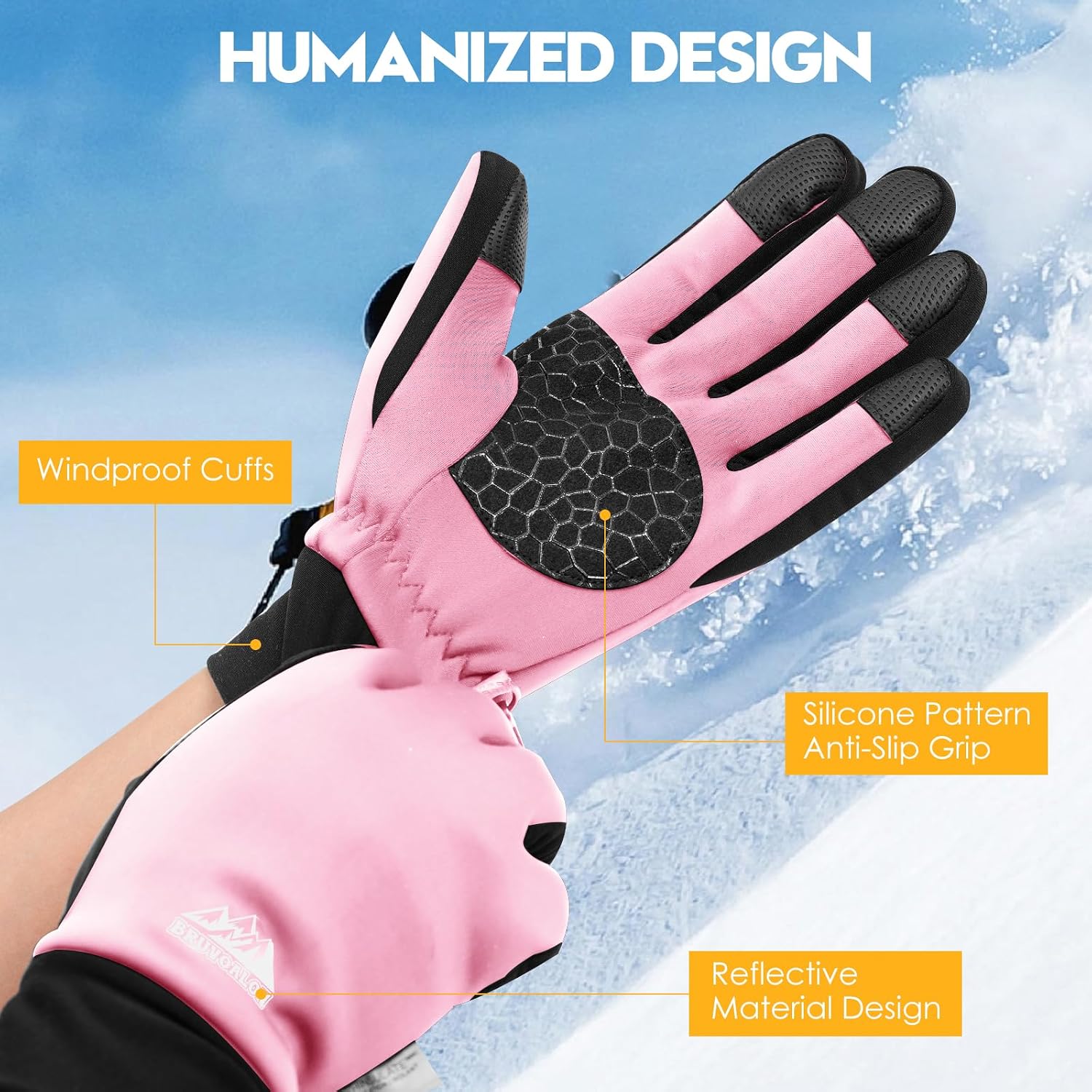 Bruvoalon Winter Gloves for Women & Men, 3M Thermal Insulation, Lycra Fabric, Touchscreen, Anti-Slip