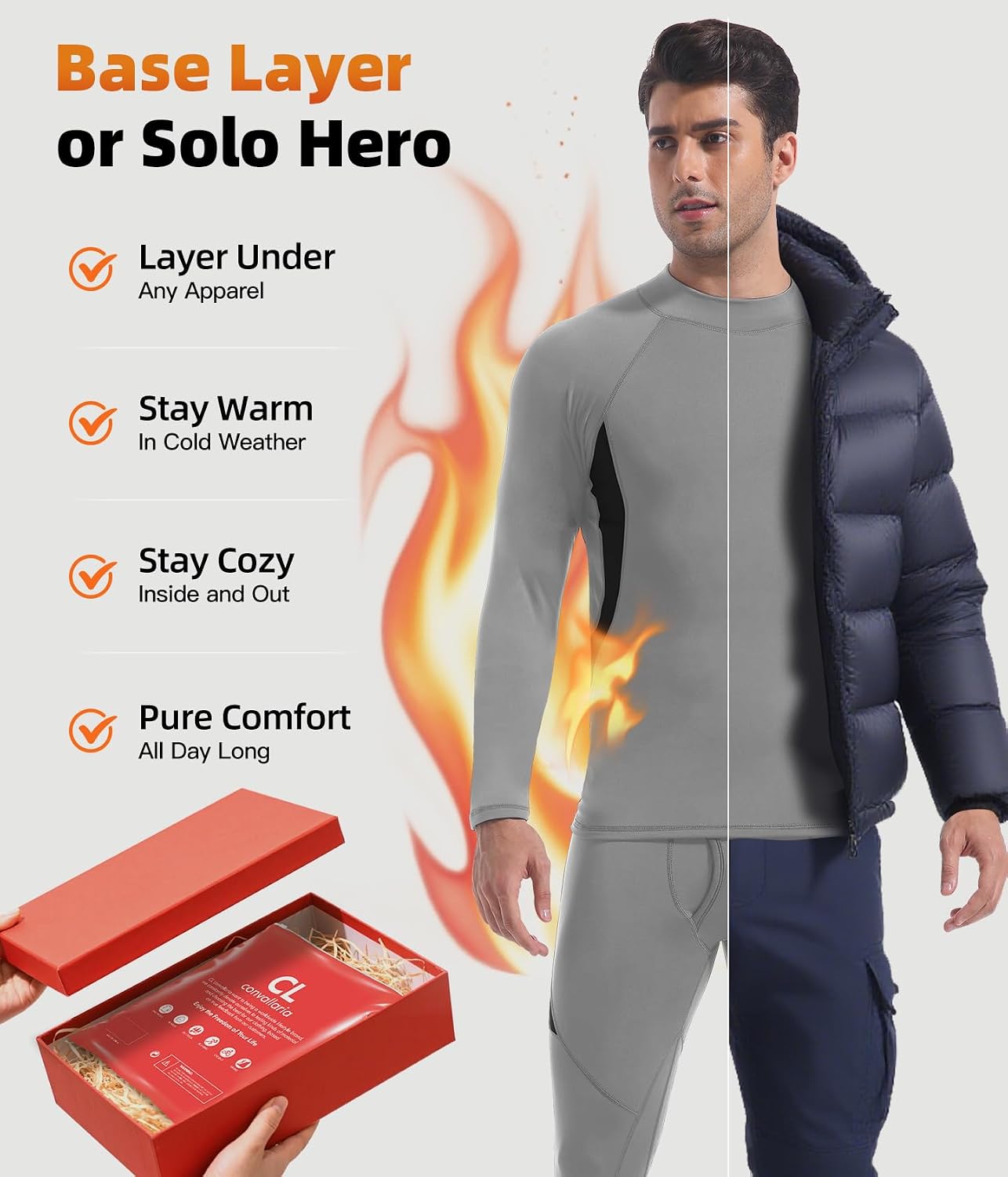 Mens Thermal Underwear Long Johns Set Cold Weather Hunting Base Layer
