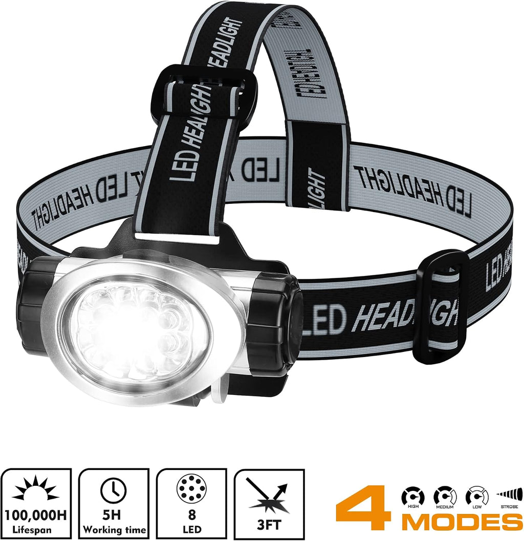 EverBrite 5 Pack LED Headlamp, Pivoting Head with Adjustable Headband