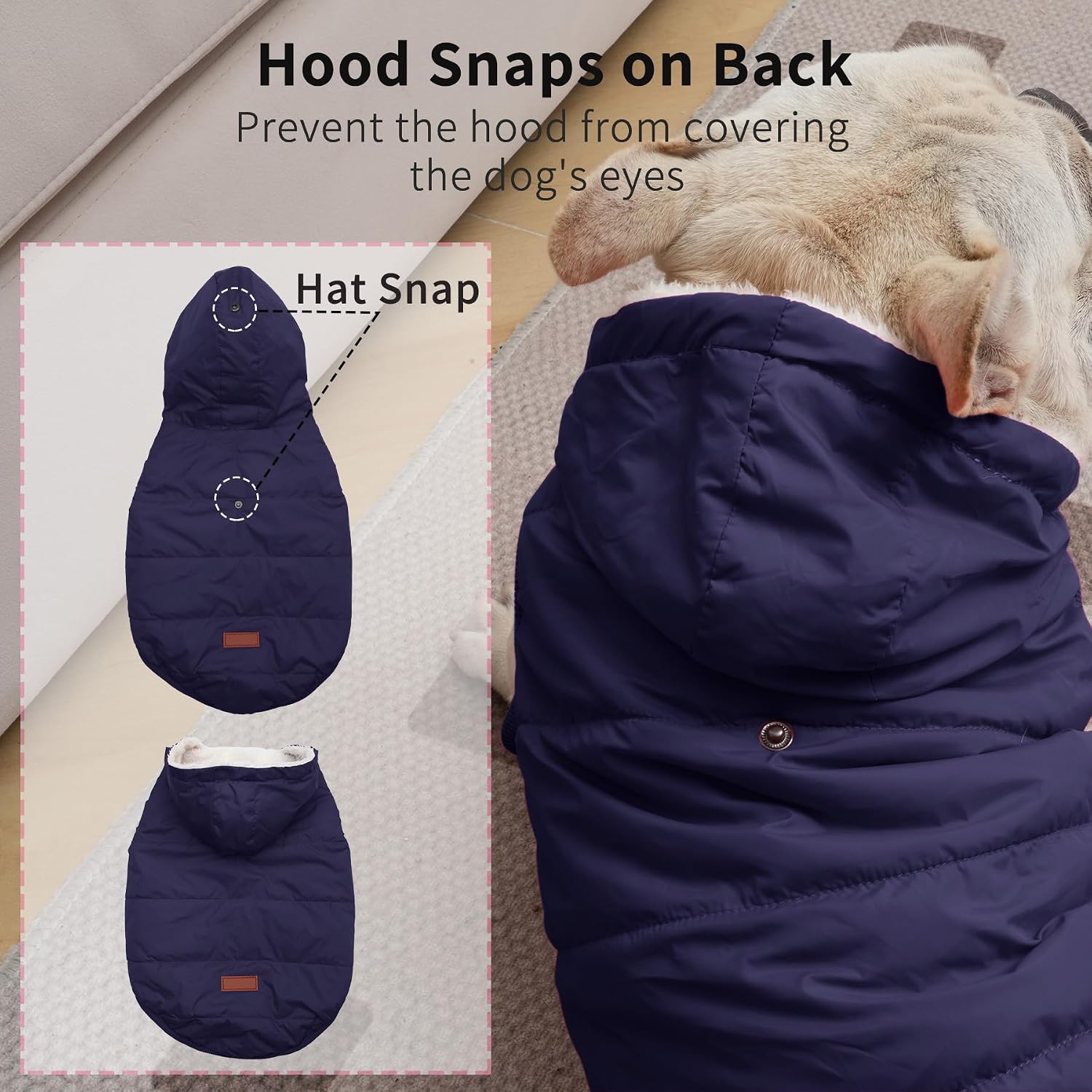 Vecomfy Warm Dog Coats with Hoodie,Winter Dog Jackets for Large Dogs