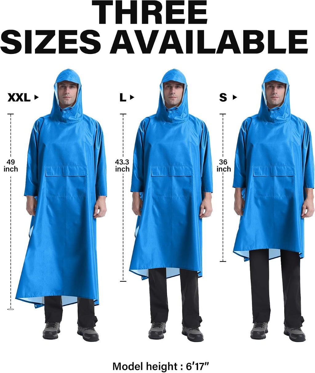 iCreek Hooded Rain Poncho Packable Waterproof Unisex Raincoat with Pocket