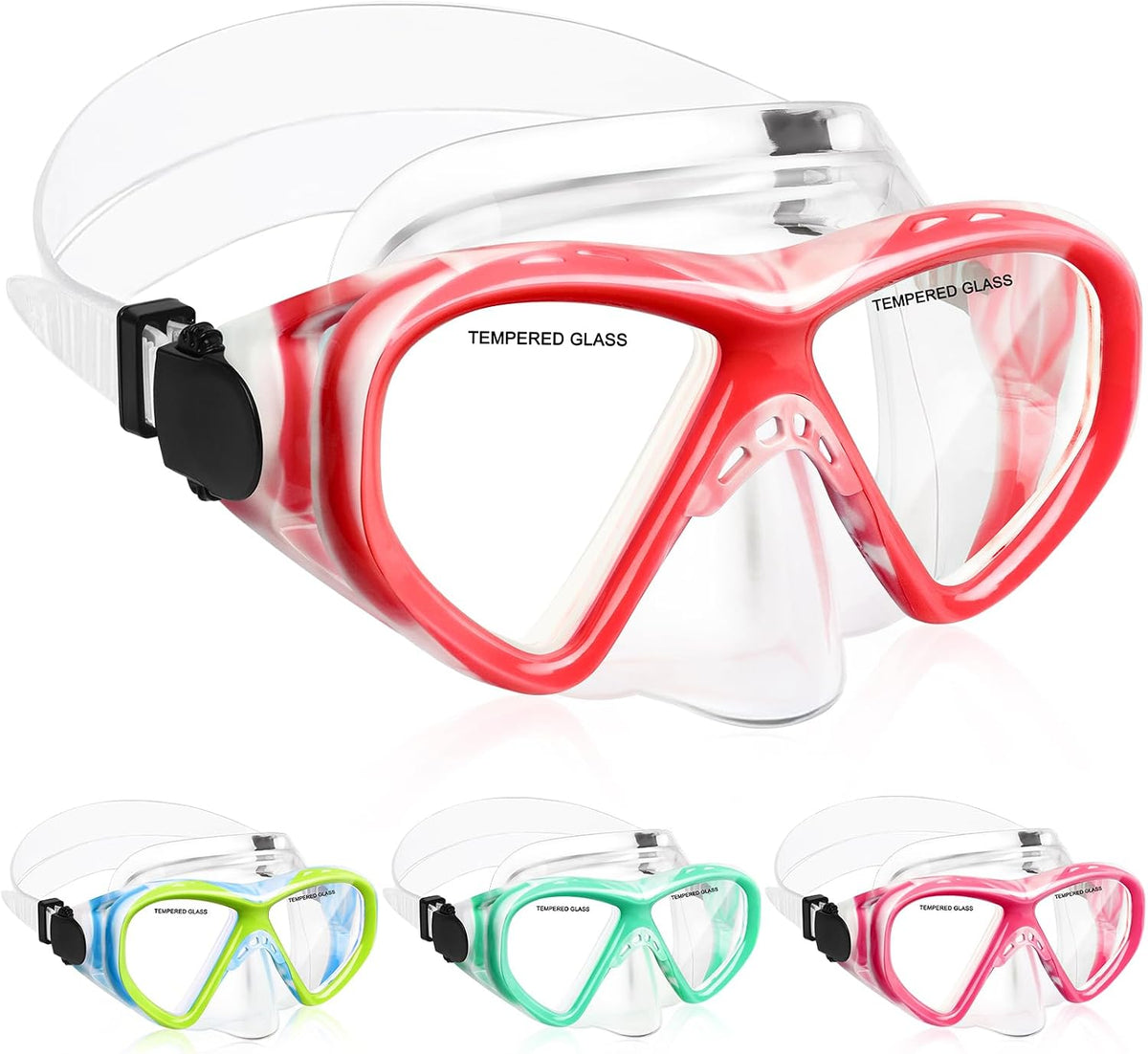 Kids Swim Goggles Snorkel Diving Mask for Boys Girls Ages 5-15, Anti-Fog Swimming Goggles with Nose Cover
