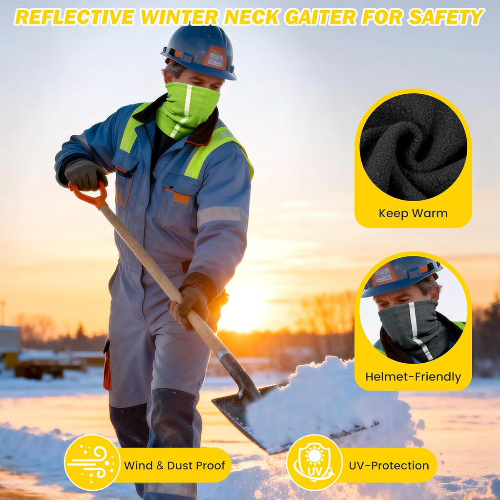 Winter Neck Warmer Gaiter: 4 Pack Hi Vis Reflective Face Cover