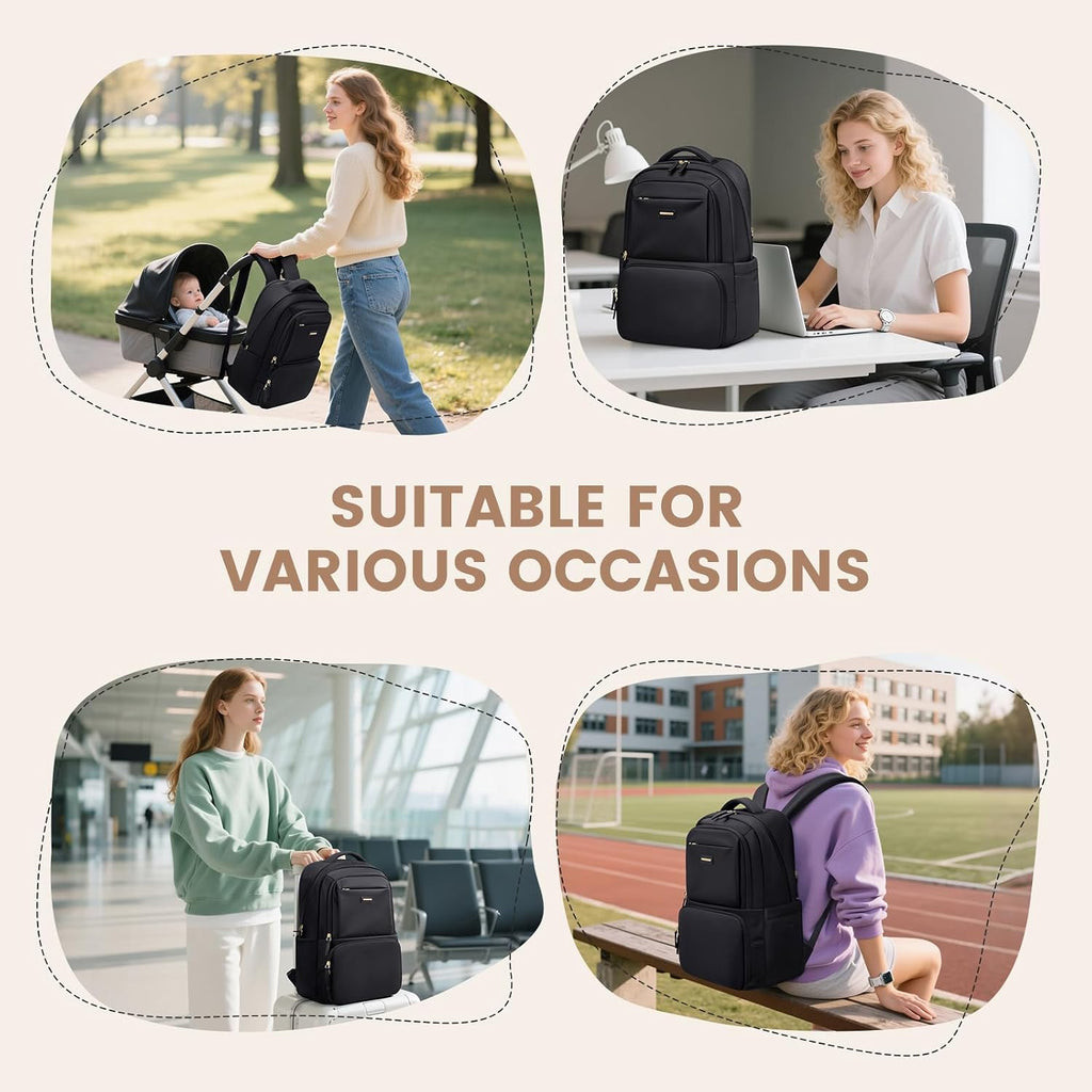 GOLF SUPAGS Lunch Backpack 16 Inch Laptop Backpack with Insulated Cooler Lunch Box Food Bag for College Work Camping Picnics (Black)