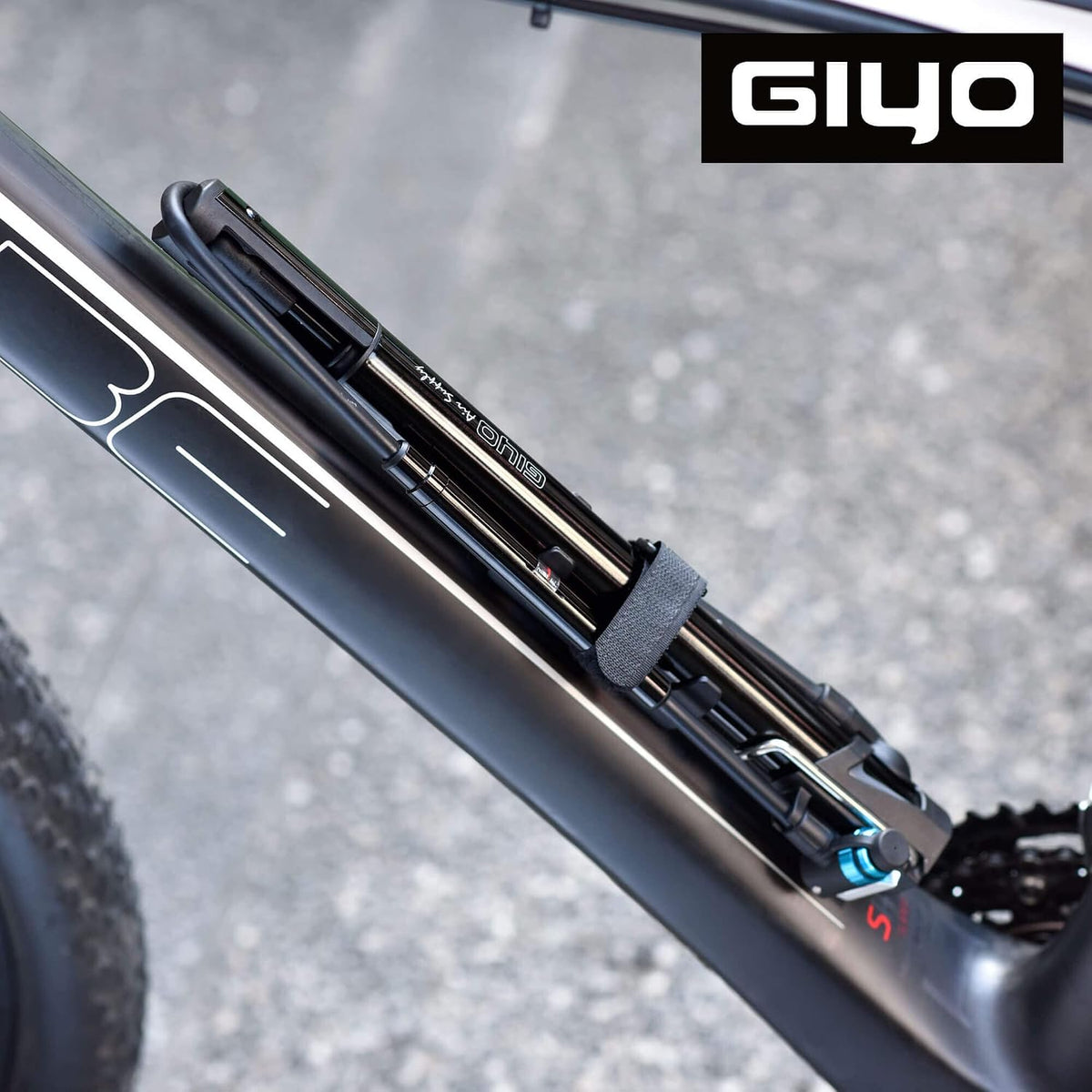 GIYO Bike Frame Floor Pump - Compact & Durable, Fast Tire Inflation for Road & MTB - Presta/Schrader, Max 140 psi - Small Pump with Gauge (GM631)