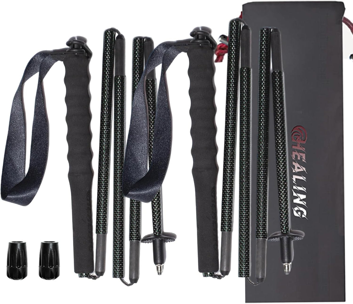 2pc High Strength 5-Section Foldable Carbon Fiber Trekking Poles - 115g/125g/130g, Compact Hiking Staff for Men & Women, Ideal for Hiking, Trekking, Mountaineering & Backpacking