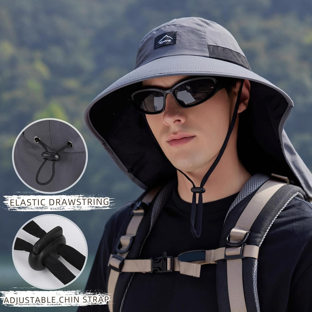 Rosoz Outdoor Sun Hat for Men Women, UPF 50+Fishing Hat with Neck Flap