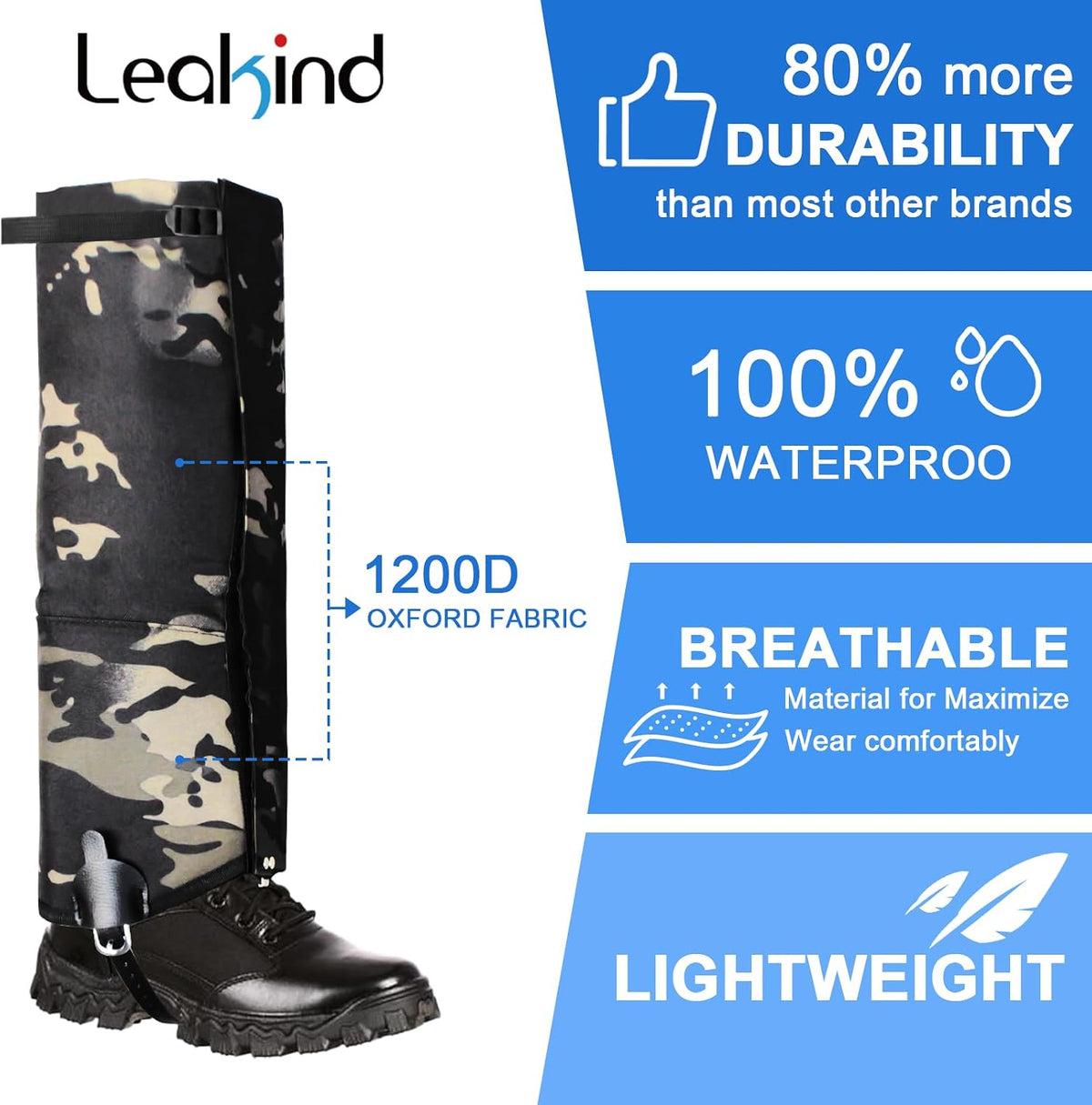 Leg Gaiters - Waterproof Snake Gaiters Snake Chaps, HIGH-Performance Leg Gaiters Hiking Hunting Snow Boot Gaiters Snake Proof Gaiters Outdoor Boots Cover Legging Gaiters Fit for Men &amp; Women
