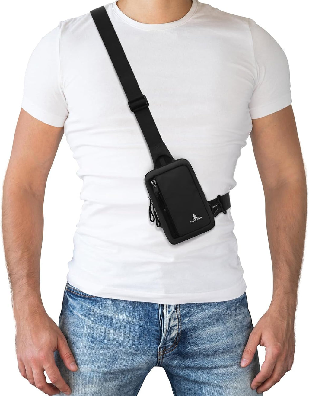 Peicees Small Crossbody Bag for Men Women Mini Sling Bag Travel Running Phone Daypack Cross Body Shoulder Bags with Keyholder