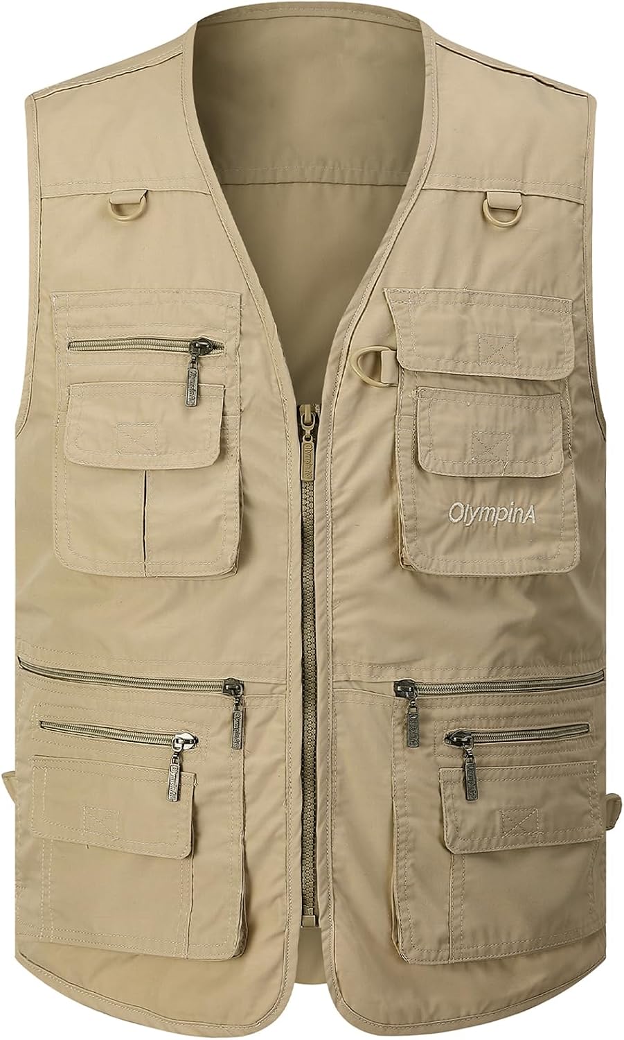 Gihuo Men's Fishing Vest Utility Safari Travel Vest with Pockets Outdoor Work Photo Cargo Fly Summer Vest