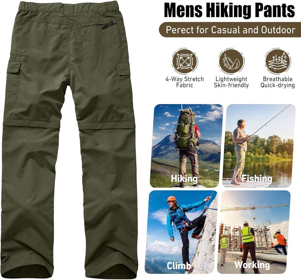 mixtiq Mens Hiking Convertible Pants Water-Resistant Quick Dry Pants