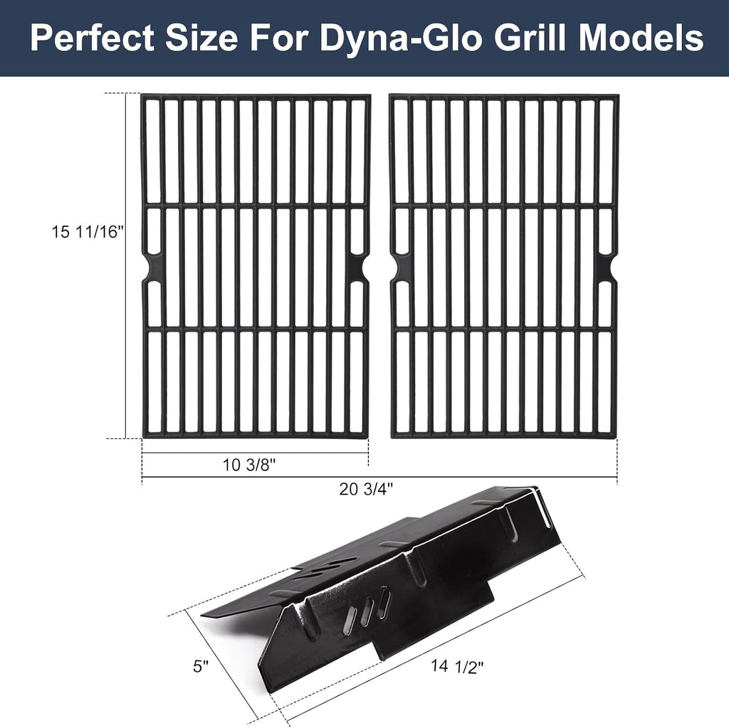 Criditpid Grill Replacement Parts for Dyna Glo DGF350CSP DGF350CSP-D 2 Burner Grill, Replacement for Dyna-Glo DGF350CSP Grates, Grill Heat Tents & Grill Grate Kit for Dyna Glo Heat Tent DGF350CSP.