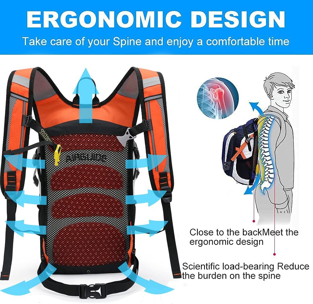 INOXTO Hydration Pack Backpack，18L Hydration Pack Lightweight Water Backpack with 2L Water Bladder Bag Daypack for Hiking Running Cycling Camping Hunting for Women Men
