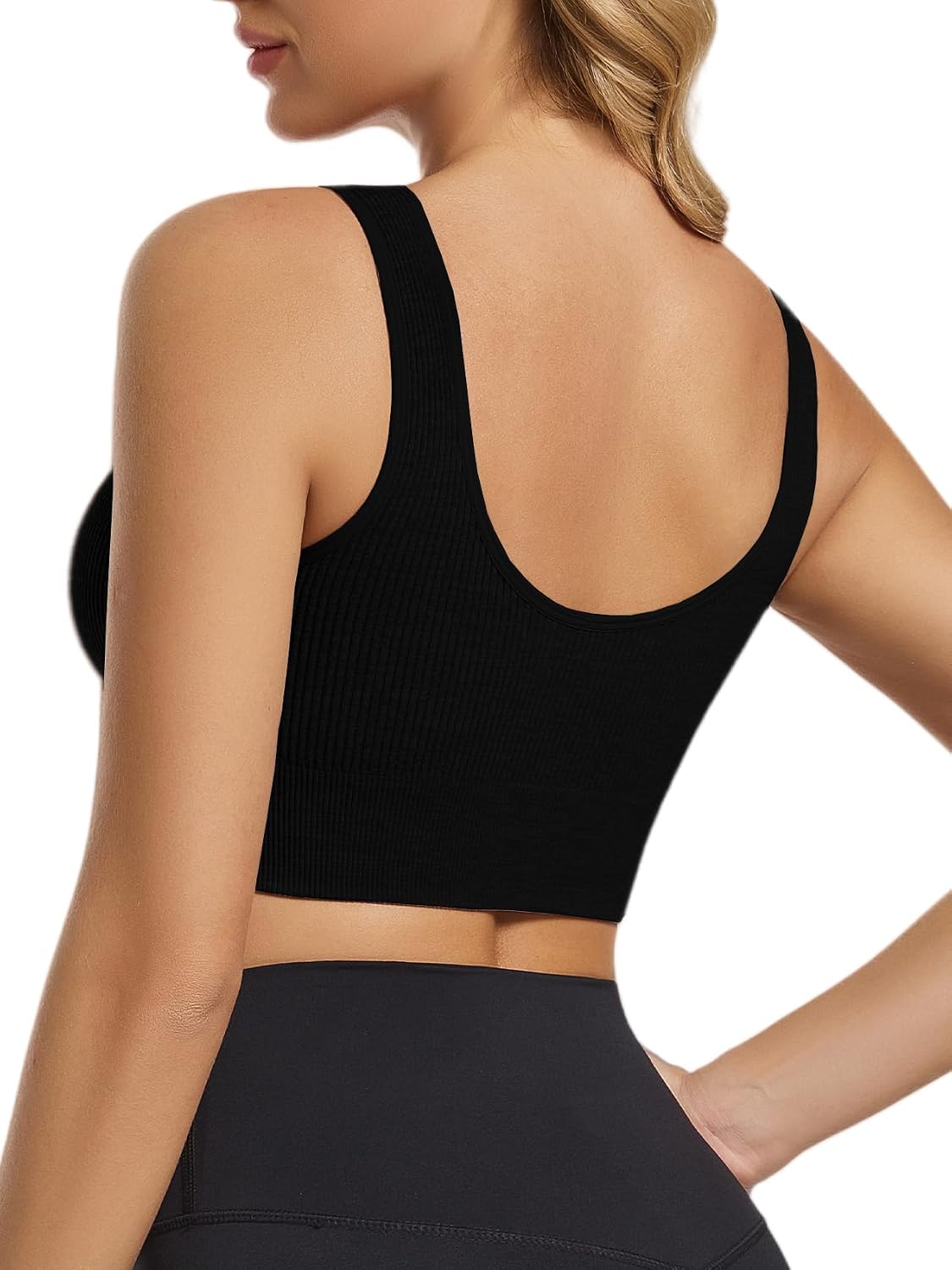 Chilylori Seamless Sports Bras for Women Pack of 3 Ribbed Sports Bra Tops