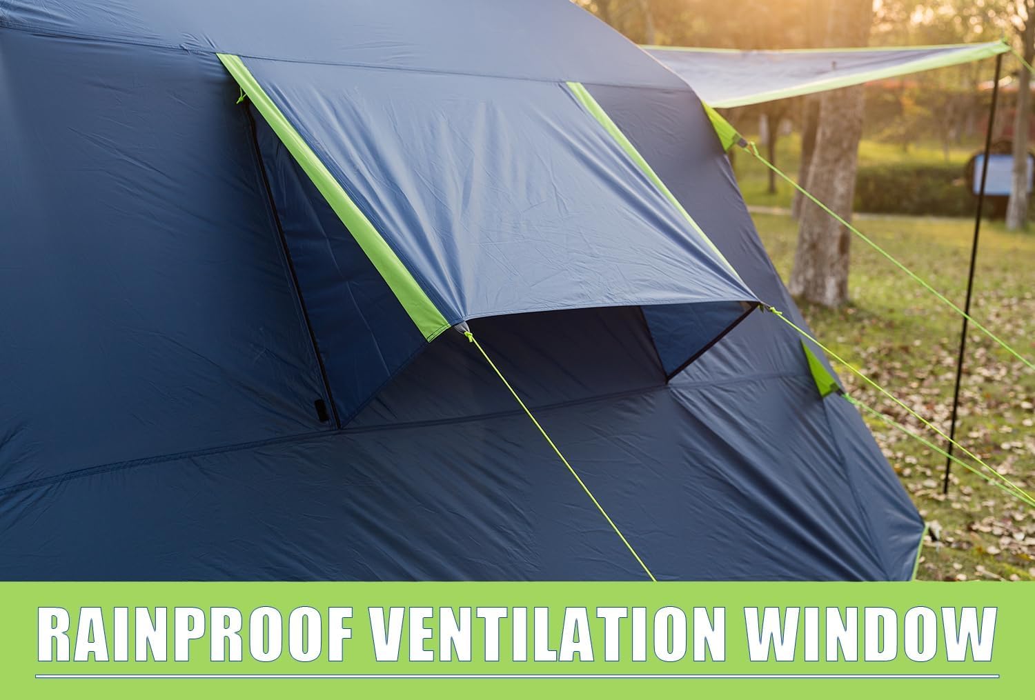 Three Bears 6-Person Tent, 3000mm Waterproof Double-Layer Tent with Room Dividers, Family Tent with Color-Coded Connection Buckles, Front and Rear Vestibules Can Be Set Up as Sunshade Canopies