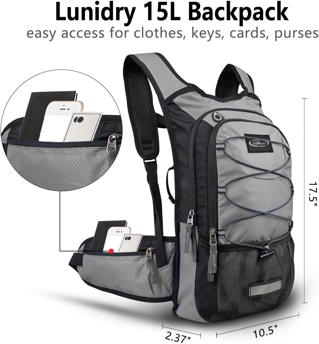 Hydration Backpack with 3L Water Bladder, Small Hydration Pack Backpack for Men Women, Lightweight Water Backpack with Cooler Layer for Running, Biking, Hiking