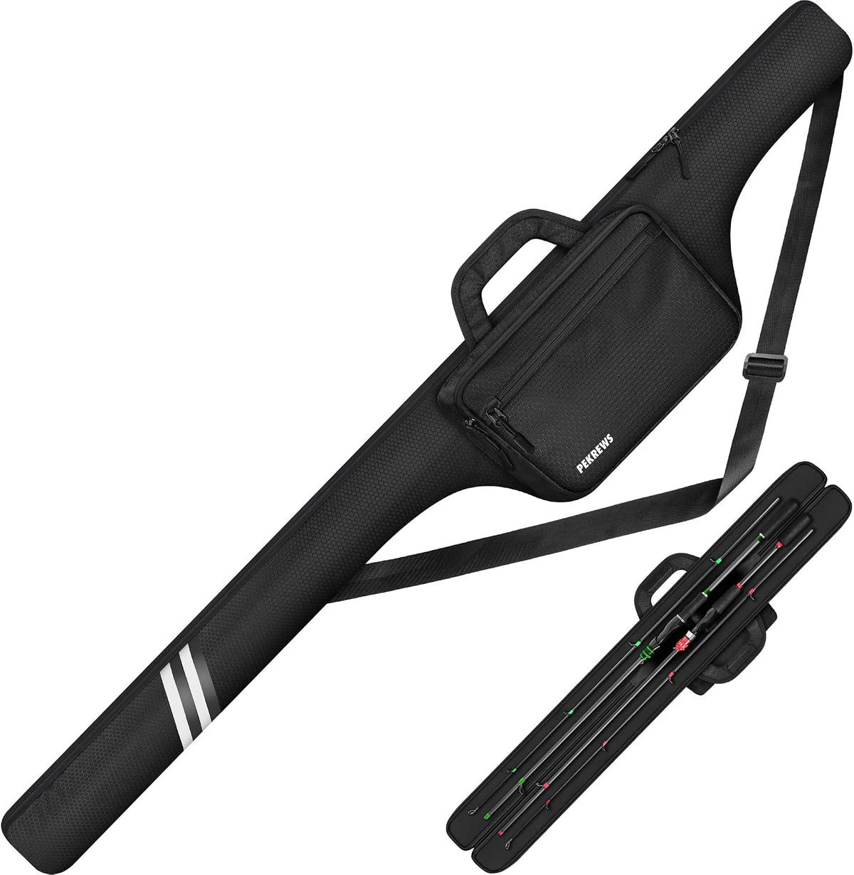 PEKREWS Fishing Rod Case, 53.5inch Fishing Pole Bag with Tackle Pockets