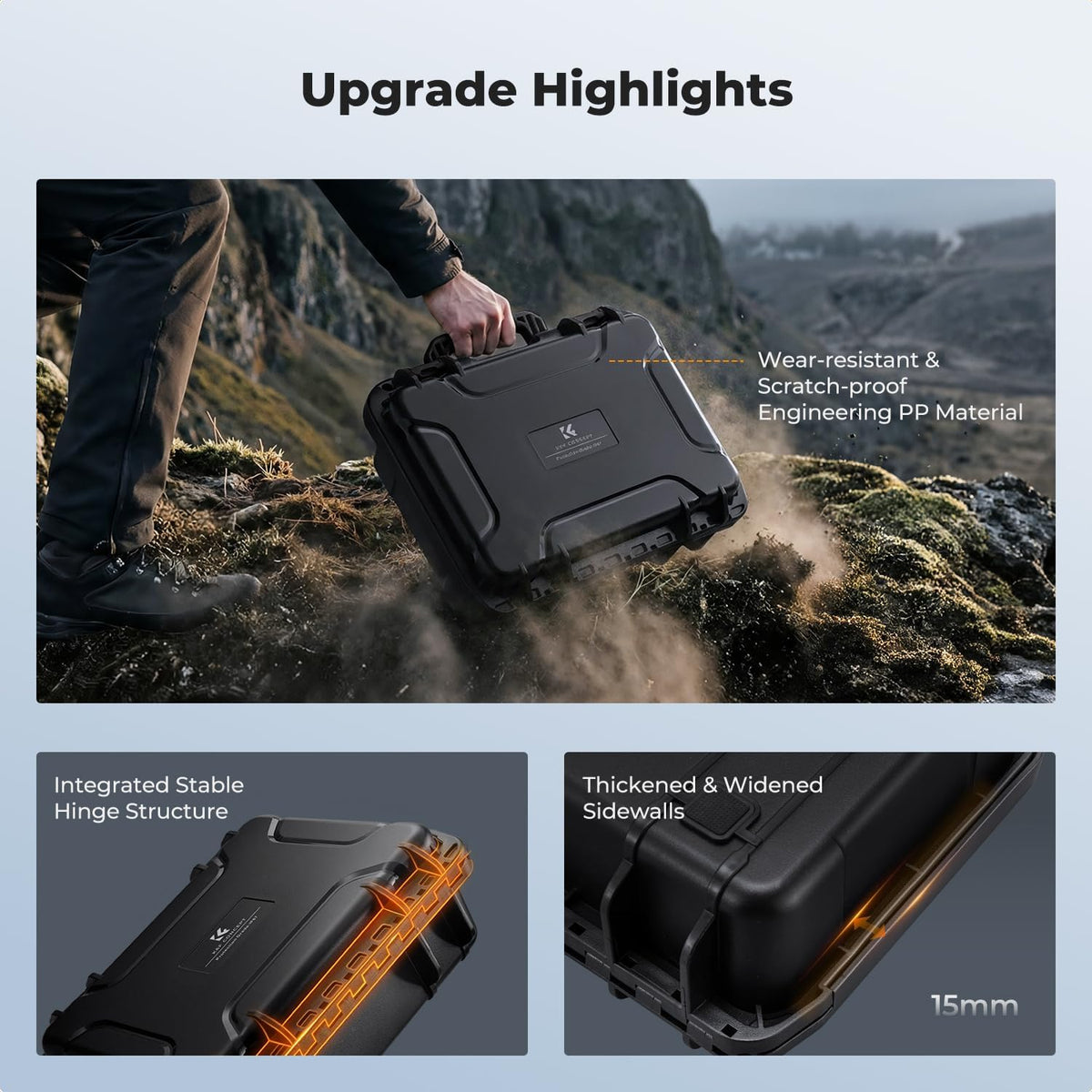 K&F CONCEPT Waterproof Hard Case, IP67 Protective Case with Pre-Scored Foam