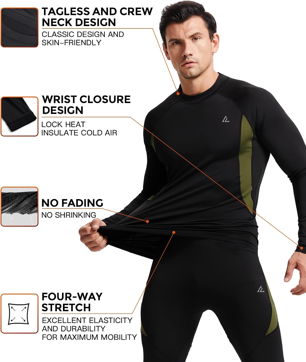 Mens Thermal Underwear Long Johns Set Cold Weather Hunting Base Layer