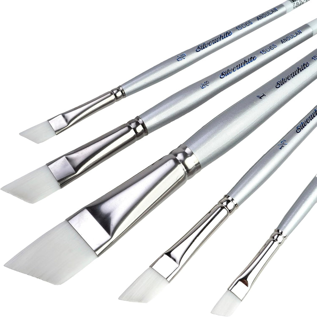 Silver Brush Limited Silverwhite Angles Watercolor Paintbrush Set, 5pc