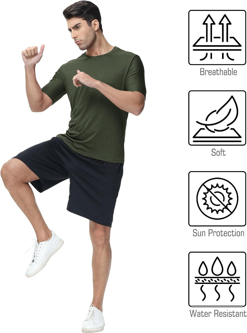 Kinglaman 1/4/5/6 Pack Men's Workout Gym Dry Fit Short Sleeve T Shirts