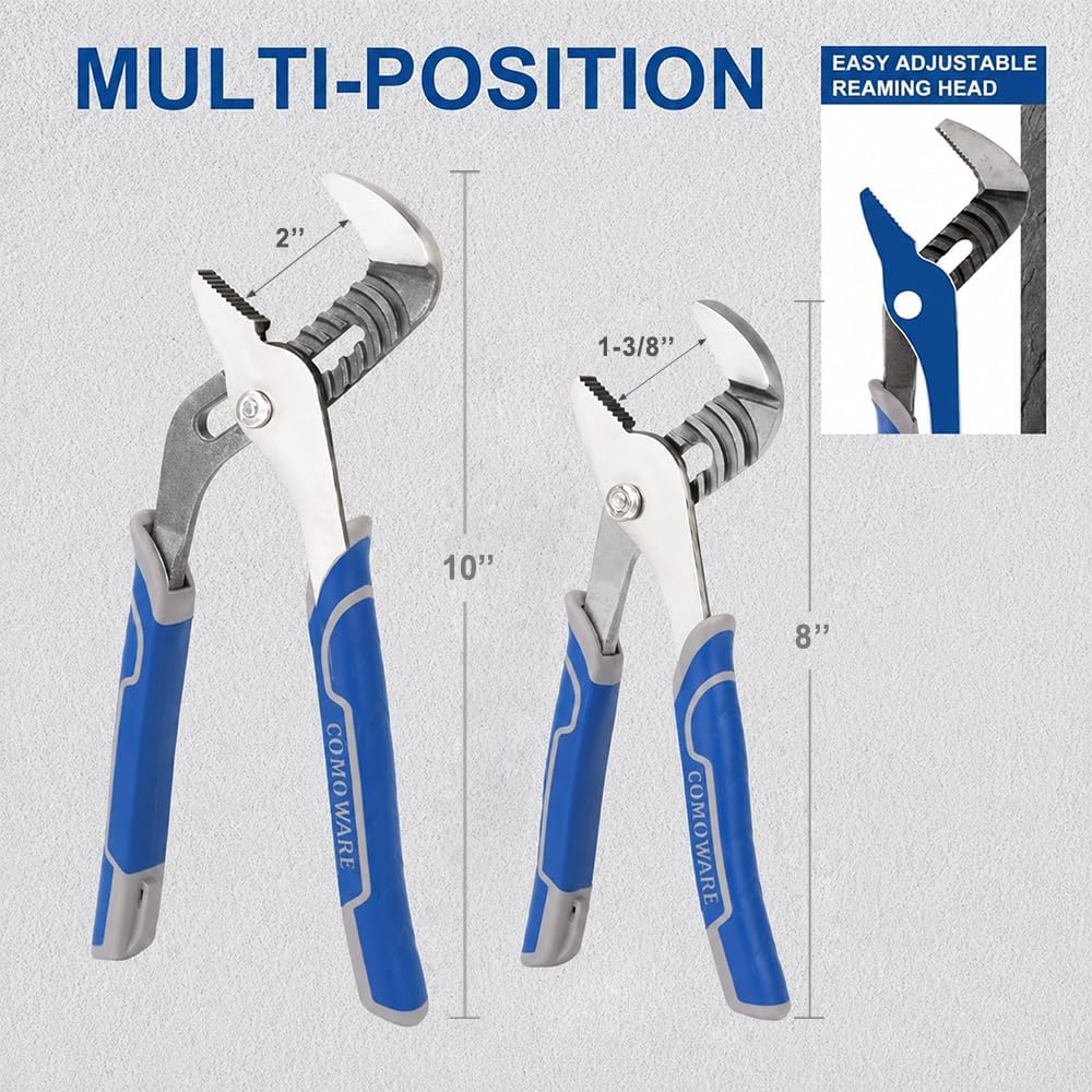 COMOWARE 7Pcs Pliers Set, Mechanic Plier with Rolling Pouch, 10", 8" Groove Joint Pliers, 8" Adjustable Wrench, 8" Linesman, 6" Long Needle Nose, 6" Slip Joint, 6" Diagonal, Roll-Up Pouch Organizer