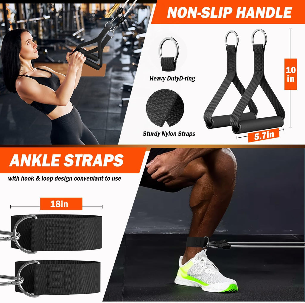 WHATAFIT Resistance Bands with Handles, 5-Level Exercise Bands for Workout