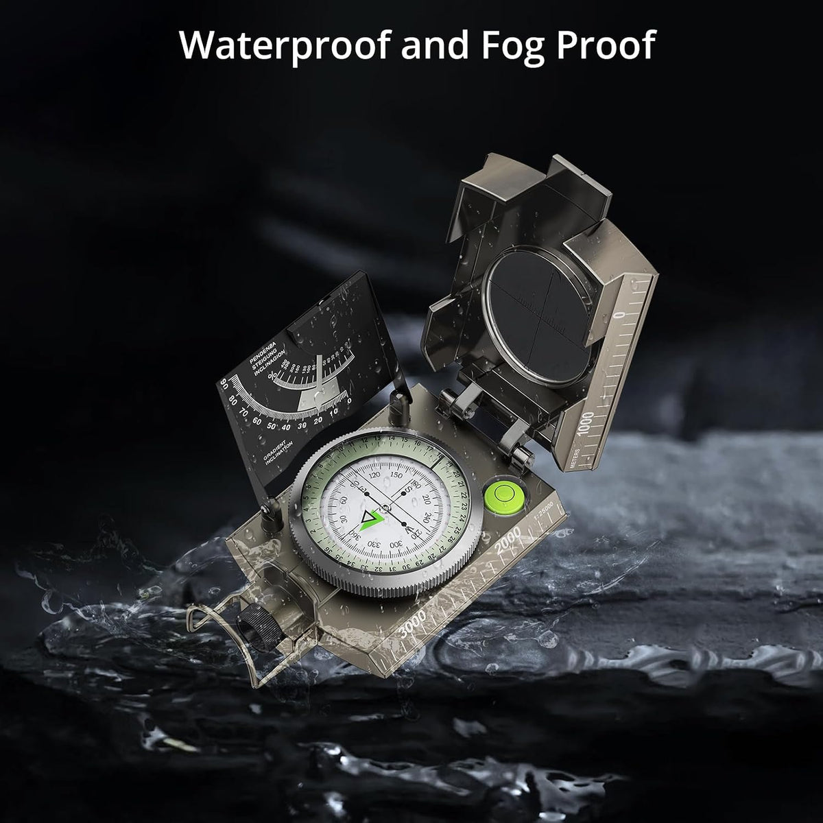 Anbte Hiking Compass, IP65 Waterproof Metal Compass for Camping Navigation