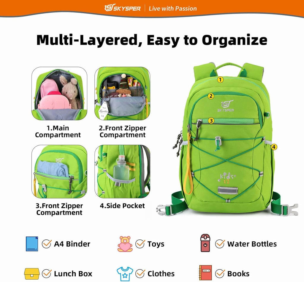 SKYSPER Kids Backpack 12L/18L Kids Travel Backpack Boy Girl for Ages 4-10
