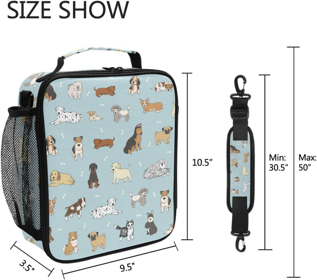 Cute Dog Lunch Box Insulated Lunch Bag Cooler Tote Bag