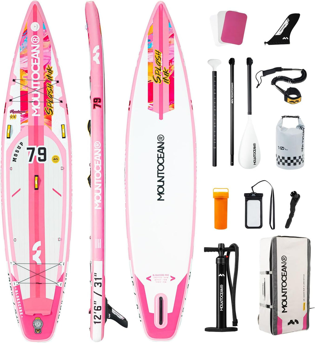 MOUNTOCEAN Premium Extra Wide Inflatable Paddle Board with SUP Accessories