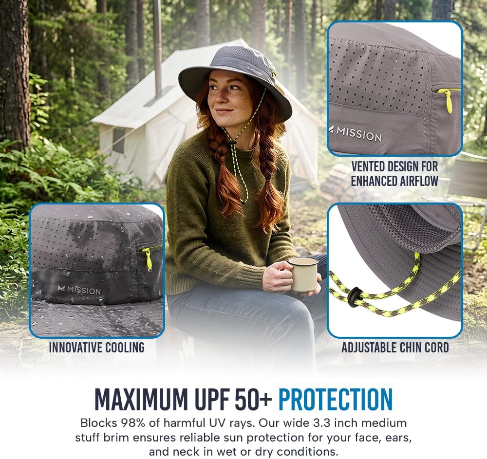 MISSION Cooling Anywhere Boonie Hat - Unisex Wide-Brim Hat for Men & Women - Cools Up to 2 Hours - UPF 50 Sun Protection